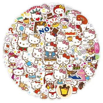 50 Sevimli Hello Kitty Çıkartmalar Japon Karikatür Yavru Kupa Çıkartmalar Bavul Su Geçirmez El Hesabı Çıkartmalar 4