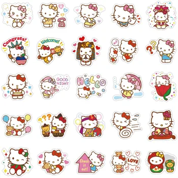 50 Sevimli Hello Kitty Çıkartmalar Japon Karikatür Yavru Kupa Çıkartmalar Bavul Su Geçirmez El Hesabı Çıkartmalar 5