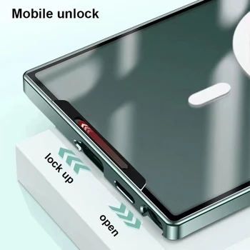 Metal Manyetik Kablosuz Şarj Kılıf Samsung Galaxy S22 Ultra S21 Artı Tampon Alüminyum Kamera Lens Şeffaf Telefon kapak