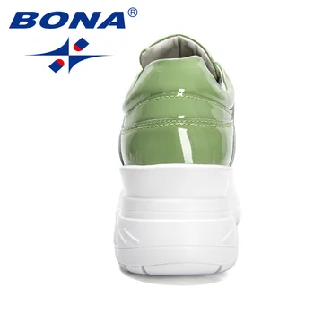 BONA 2022 Yeni Tasarımcılar Platformu rahat ayakkabılar Kadın Moda Ayakkabı Platformu Femme Dantel-Up Rahat Tıknaz Ayakkabı Bayanlar Konfor 2