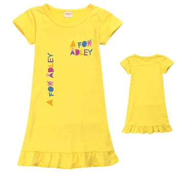 Bir ADLEY Kız Elbise 2022 Yaz Çocuk Kız Karikatür Pamuklu Pijama Genç Gece Elbiseleri Bebek Gecelik Çocuk Giysileri