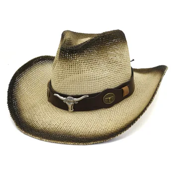 Batı kovboy şapkası Erkekler Kadınlar için yazlık şapkalar plaj şapkası balıkçı şapkası Açık Dokuma şapka erkekler moda şapkaları kap şapka 0