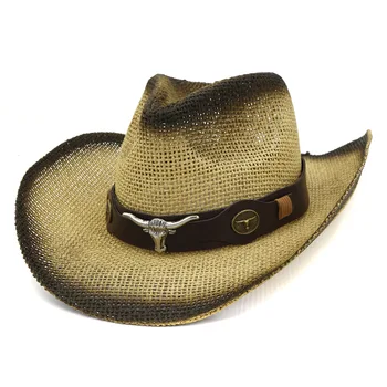 Batı kovboy şapkası Erkekler Kadınlar için yazlık şapkalar plaj şapkası balıkçı şapkası Açık Dokuma şapka erkekler moda şapkaları kap şapka 2