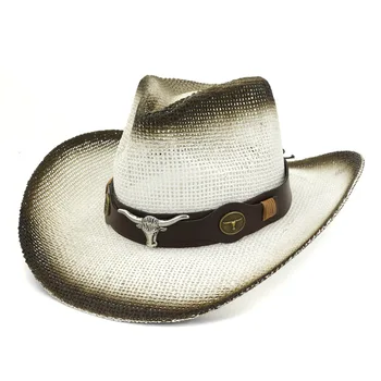 Batı kovboy şapkası Erkekler Kadınlar için yazlık şapkalar plaj şapkası balıkçı şapkası Açık Dokuma şapka erkekler moda şapkaları kap şapka 5