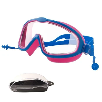 Balight çocuk Büyük Çerçeve yüzücü gözlükleri anti-sis HD Su Geçirmez Gözlük Kulak Tıkacı İle yüzücü gözlükleri