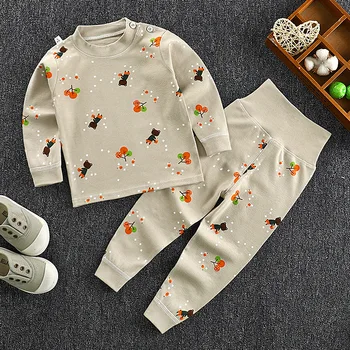 Yeni Çocuk Erkek Kız Pijama Setleri Karikatür Baskı Uzun Kollu O-Boyun T-Shirt Pantolon Yürümeye Başlayan Bebek Sonbahar Uyku Giyim