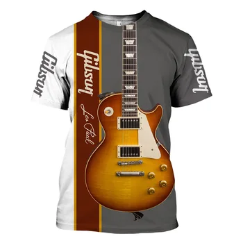 Unsıex Yeni erkek tişört 2022 Müzik Gitar 3d Baskı Yaz T Gömlek Erkekler İçin Yuvarlak Boyun Kısa Kollu Gömlek Üstleri Tee Erkek Giyim