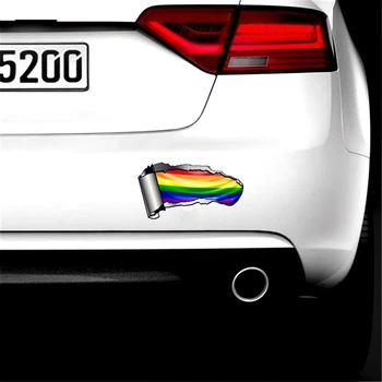 Araba sticker rip rip rip metal tasarım LGBT gay pride gökkuşağı bayrağı dış vinil pvc su geçirmez güneş koruyucu 15cm 0