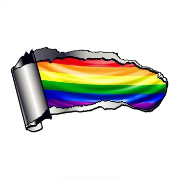 Araba sticker rip rip rip metal tasarım LGBT gay pride gökkuşağı bayrağı dış vinil pvc su geçirmez güneş koruyucu 15cm 1