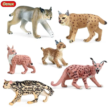 Oenux Klasik Vahşi Orman Hayvanları Simülasyon Kaplan Kedi Lynx Caracal Aksiyon Figürü Figürleri PVC Modeli Eğitim Okul Çocuk Oyuncakları