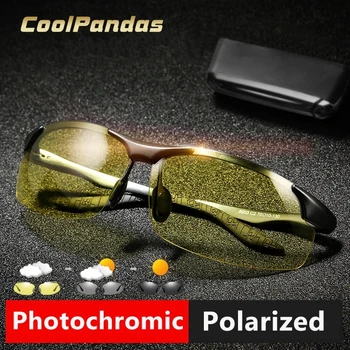 CoolPandas Fotokromik Alüminyum Magnezyum Güneş Gözlüğü Polarize Erkekler Gündüz Gece Güvenlik Sürüş güneş gözlüğü Erkek Parlama Önleyici Lens 1