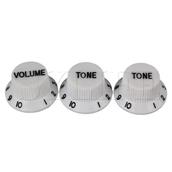 3x Elektro Gitar Silindir Şapka Ses Tonu Kontrol Düğmesi Beyaz Plastik 5.5 mm Dia Delik 2
