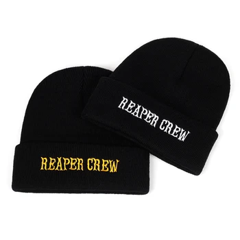 Reaper Ekip Mektup Gerçek Renk Rahat Kasketleri Erkek Kadın Moda örme kışlık şapka Katı Hip-Hop Skullies Şapka Kaput Unisex Kap