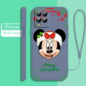 Noel Mickey Çift telefon kılıfı OPPO Realme İçin GT Neo 3 2 Ana 8 9 Narzo 50A 50i Reno 7 Sıvı Halat Şeker Renk Kabuk