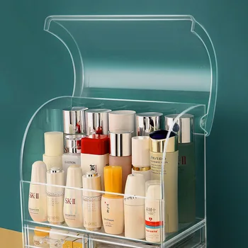 Yatak Odası Dresser Kozmetik Kabul Çift Çekmece Toz Geçirmez Depolama c = Konteyner Parfüm Ruj sergileme rafı