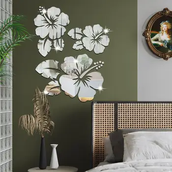 2022 Yeni Tasarım Çiçek Ayna duvar çıkartmaları Diy Akrilik 3d Dekoratif Miroir Duvar Ev Oturma Odası yatak odası dekoru 2