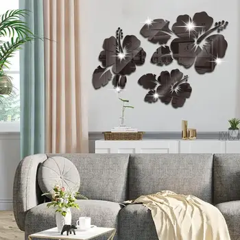 2022 Yeni Tasarım Çiçek Ayna duvar çıkartmaları Diy Akrilik 3d Dekoratif Miroir Duvar Ev Oturma Odası yatak odası dekoru 3