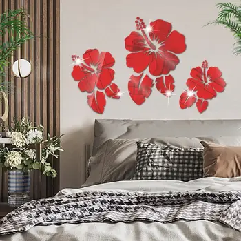 2022 Yeni Tasarım Çiçek Ayna duvar çıkartmaları Diy Akrilik 3d Dekoratif Miroir Duvar Ev Oturma Odası yatak odası dekoru 5