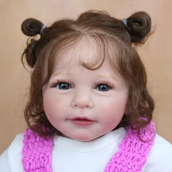 55 CM 3D-Paint Cilt Yumuşak Silikon Yeniden Doğmuş Bebek Bebek Oyuncak Kız Gerçekçi Prenses Yürümeye Başlayan Lisa Bebe Giyinmek Boneca Hediye