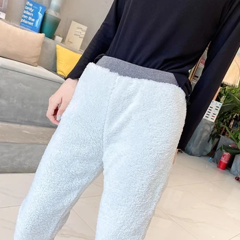 MEXZT Kadınlar Kalınlaşmak Sıcak Peluş Sweatpants Boy 5XL Streetwear Lace Up harem pantolon Kış Moda Kore Yüksek Bel Pantolon 0