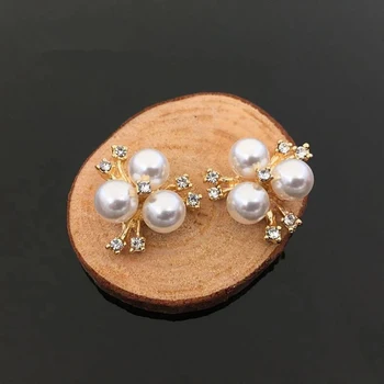 Yeni 10 adet 20mm Çiçek İnci suni elmas toka Metal DIY Hediye Kutusu Tebrik Kartı Kız Küçük Takı Kostüm Dekorasyon Aksesuarları