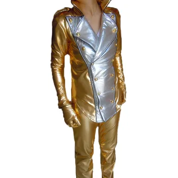 Michael Jackson Geçmişi Billie Jean tarzı Ceket Pürüzsüz Crimina Modern dans altın kostümleri cosplay giyim, üst + pantolon eldiven 11 0