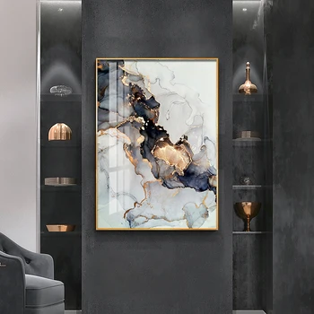 Altın Siyah Mermer Tuval Poster Modern Soyut duvar sanatı Boyama İskandinav Posterler ve Baskılar Duvar Resimleri ıçin Oturma Odası Dekor 5