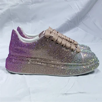 Lüks Tasarımcı Ayakkabı Kadın Moda Şık Nokta Deri Glitter Köpüklü Eğitmenler Rahat Rahat spor ayakkabı 35-43 Boyutu 2