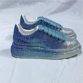 Lüks Tasarımcı Ayakkabı Kadın Moda Şık Nokta Deri Glitter Köpüklü Eğitmenler Rahat Rahat spor ayakkabı 35-43 Boyutu 3