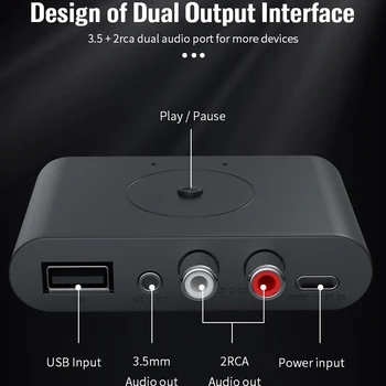 Tebe aptX / aptX-LL Bluetooth 5.0 Ses Alıcısı 3.5 mm Aux RCA NFC Kablosuz Stereo Müzik Adaptörü için Hoparlör Araba