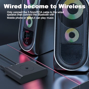Tebe aptX / aptX-LL Bluetooth 5.0 Ses Alıcısı 3.5 mm Aux RCA NFC Kablosuz Stereo Müzik Adaptörü için Hoparlör Araba 2