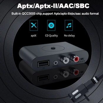 Tebe aptX / aptX-LL Bluetooth 5.0 Ses Alıcısı 3.5 mm Aux RCA NFC Kablosuz Stereo Müzik Adaptörü için Hoparlör Araba 4