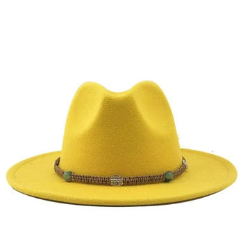 Geniş Ağız Sonbahar Fötr Kapaklar Kadın Erkek Moda silindir şapka Caz Kap Kış Panama Şapka Vintage Fedoras Erkekler Mafya Şapka Keçe 56-60 CM