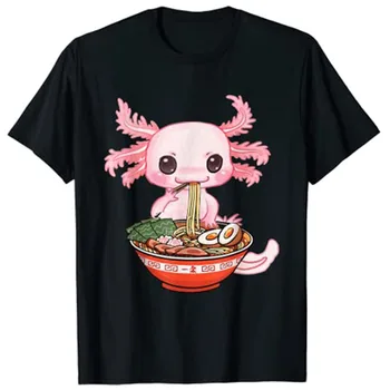 Kawaii Axolotl Ramen Erişte japon animesi Otaku Nu Goth T-Shirt 0