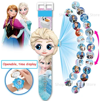 24 ımagıc Projeksiyon Çocuk Saatler Kızlar Disney Prenses Elsa Minnie İzle Çocuklar Dijital Saat Erkek Öğrenci Kol Saatleri Hediye 0