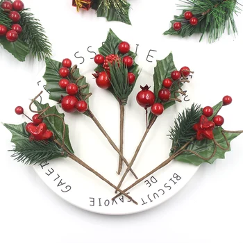 Noel Rattan Çelenk Çam Doğal Dalları Meyveleri ve çam kozalakları pamuk DIY Noel Çelenk Malzemeleri Ev Kapı Dekorasyon 4
