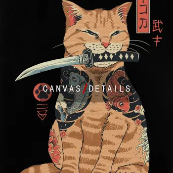 Samurai Kedi Posteri Catana Tuval Boyama İskandinav Japon sanat baskı Modern İlginç Duvar Resmi Oturma Odası Tasarımı İçin 0