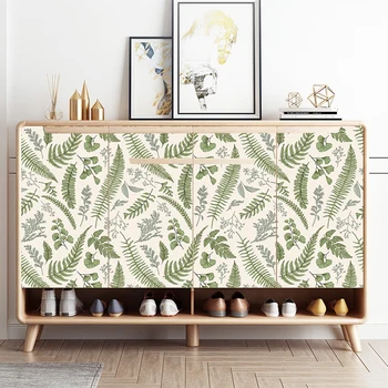Açık Yeşil Yapraklar Vinil Kendinden Yapışkanlı Duvar Kağıdı Oturma Odası Yatak Odası Çalışma Ev Dekor Çıkartmalar Mobilya Makyaj duvar çıkartmaları