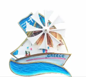 Akdeniz, Yunan simge yapıları, yelken, yel değirmenleri, yaratıcı turistik hediyelik eşyalar, boyalı süslemeler, buzdolabı mıknatısı 0