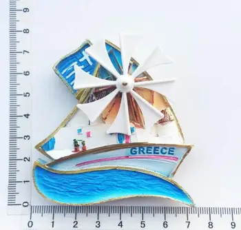 Akdeniz, Yunan simge yapıları, yelken, yel değirmenleri, yaratıcı turistik hediyelik eşyalar, boyalı süslemeler, buzdolabı mıknatısı 1