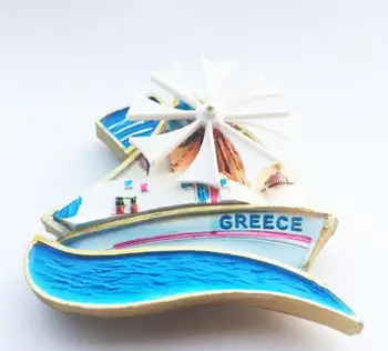 Akdeniz, Yunan simge yapıları, yelken, yel değirmenleri, yaratıcı turistik hediyelik eşyalar, boyalı süslemeler, buzdolabı mıknatısı 2