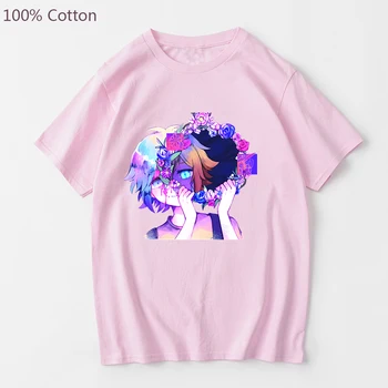 Omorı Oyun Kawaii Baskı T-shirt Streetwear Erkek / Kadın Moda Büyük Boy Tişörtleri Harajuku Estetik Ulzang Tshirt Pamuk Erkek Tees