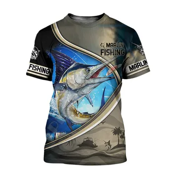 Erkek ve kadın Derin Deniz Balıkçılığı T-shirt Balıkçılık 3D Baskı Modern Moda Tasarım Plaj Rahat Tarzı Yuvarlak Boyun T-shirt 2021 0