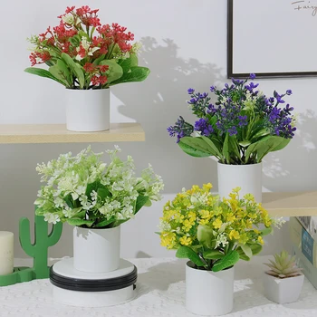 Yapay çiçekler lavanta bitkiler saksı düğün ziyafet masa oturma odası süslemeleri yeşil bitki dekorasyon