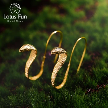 Lotus Eğlenceli Gerçek 925 Ayar Gümüş Doğal Yaratıcı El Yapımı Güzel Takı Vintage Özel Yılanlar Bırak Küpe Kadın Brincos