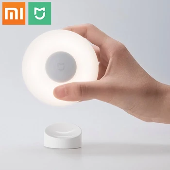 Orijinal Xiaomi Mijia Led İndüksiyon Gece Lambası 2 Lamba Ayarlanabilir Parlaklık Kızılötesi Akıllı İnsan vücudu sensörü Manyetik taban ile