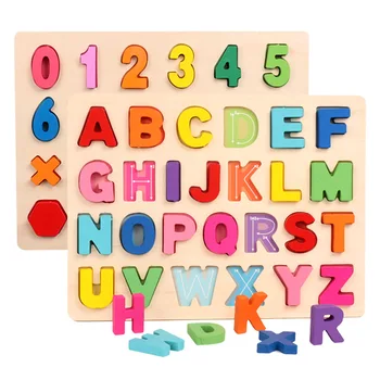 Çocuklar Ahşap 3D Alfabe sayı Bulmaca Bebek Renkli Mektup Dijital Geometrik eğitici oyuncak Yürümeye Başlayan Çocuk Kız Hediye İçin 0