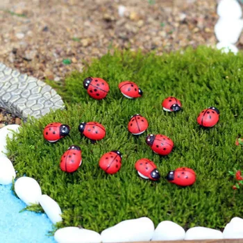 50 adet / takım Mini Peri Bahçe Süsleri Böceği Uğur Böceği Mikro Peyzaj Süsler DIY Süsler Ev Pot Dekor 11 * 8mm