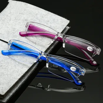 Moda Retro Kare Anti-mavi okuma gözlüğü Erkek Kadın Unisex Taşınabilir Ultra hafif Yarım çerçeve okuma gözlüğü + 1.0 ila + 4.0 3