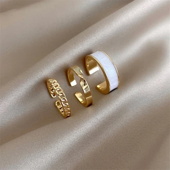 ORZTOON Moda Lüks Açık Ayarlanabilir Parmak Yüzük Kadınlar İçin Basit Kişilik 3 adet Yüzük Düğün Hediyesi Moda kadın mücevheratı
